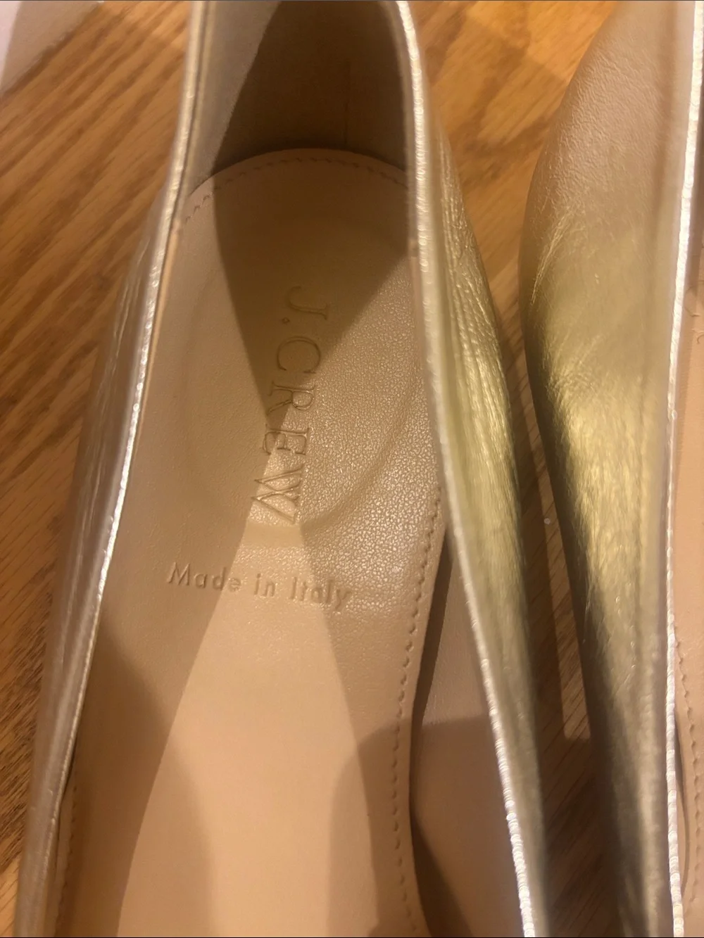 J. Crew Metallic Champagne Ballet Flats